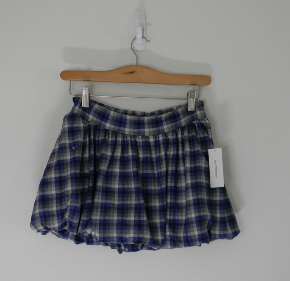 no comment Bubble Skirt Purple Gray Plaid Clueless Whimsy Grunge 90s NWT